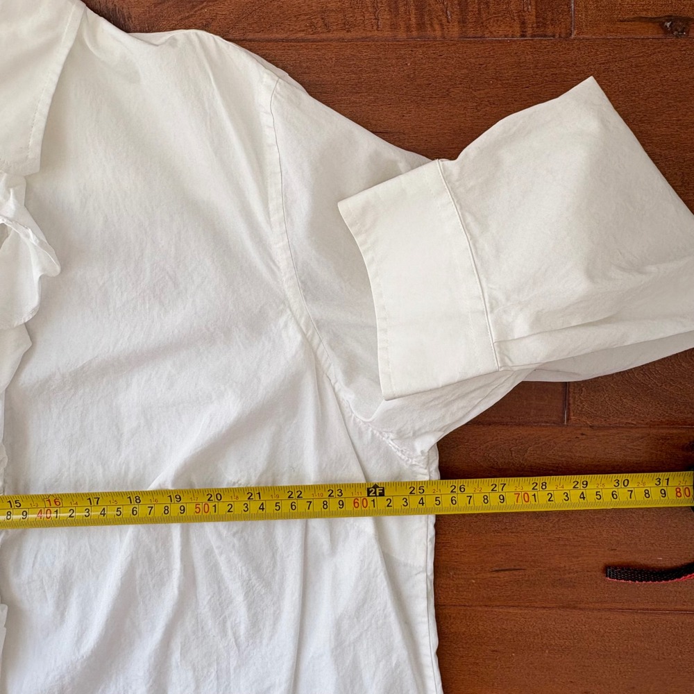 Ralph Lauren LRL Ruffle Front Button Down Shirt Womens L White Preppy Old Money - Picture 11 of 11